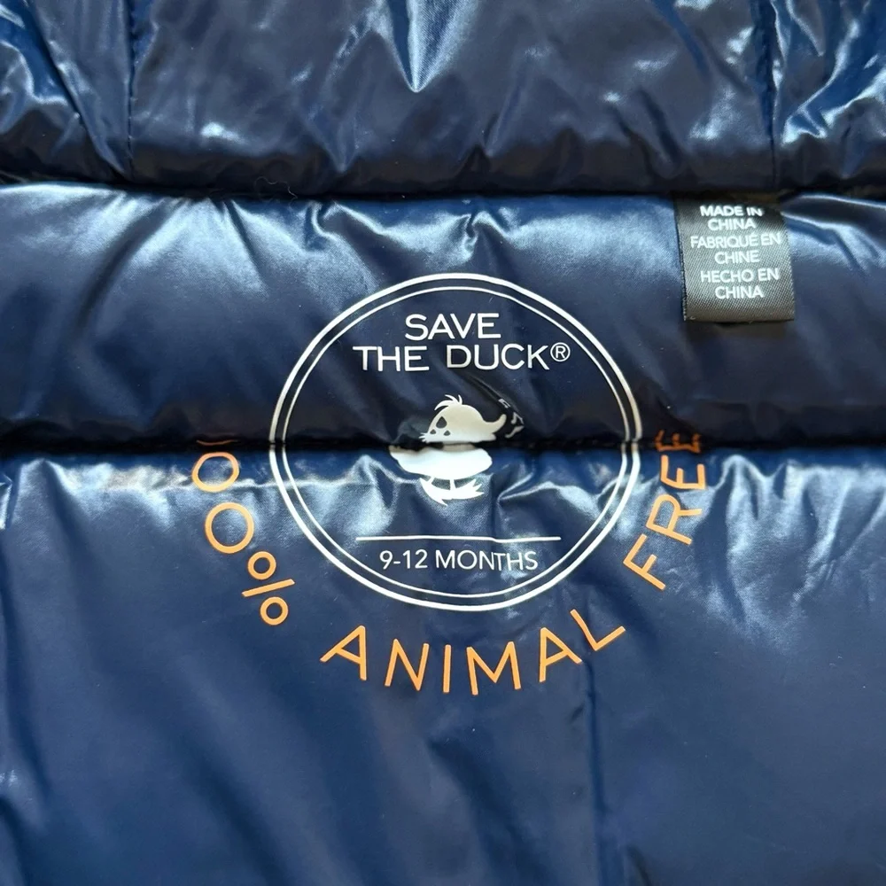 Save The Duck Baby Unisex Navy Jody Hooded Front-Zip Puffer Jacket - Size 9-12M
